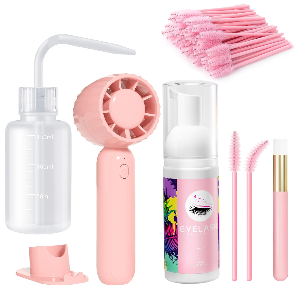 Buqikma Lash Cleaning Kit 60ml with brushes and fan