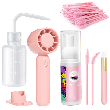 Buqikma Lash Cleaning Kit 60ml with brushes and fan