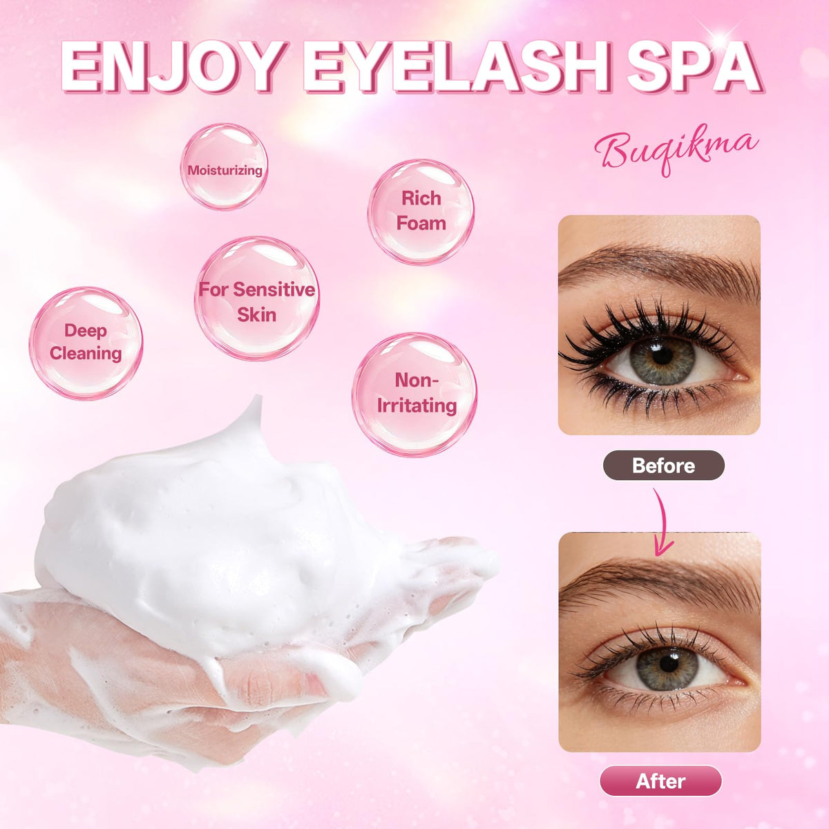 Buqikma Lash Shampoo Kit 60ml bottle side view