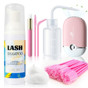 Buqikma Lash Shampoo Kit 60ml with USB fan dryer in pink