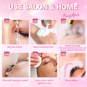 Buqikma Lash Shampoo Kit application process with foam