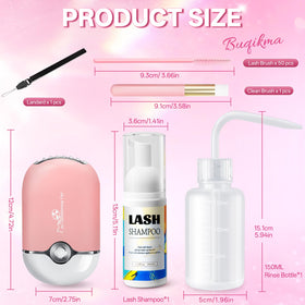 Buqikma Lash Shampoo Kit displayed with all accessories