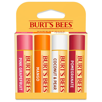 Burt's Bees 100% Natural Lip Balm pack with four flavours