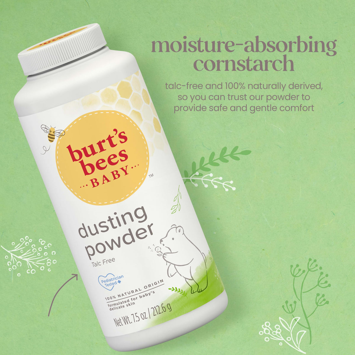 Burt's Bees Baby Dusting Powder 7.5 oz packaging details