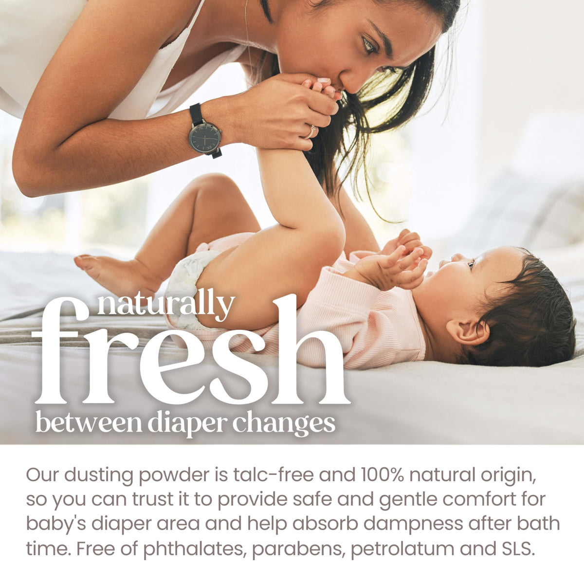 Burt's Bees Baby Dusting Powder with baby care items