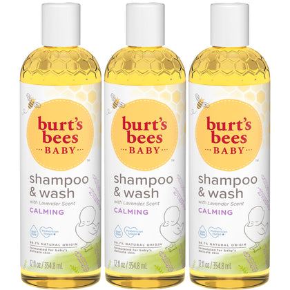 Burt's Bees Baby Shampoo and Body Wash 12 Fl Oz lavender front view