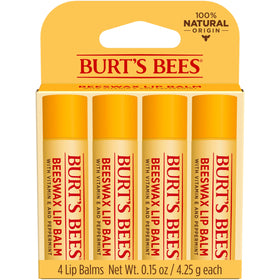 Burt's Bees Beeswax Lip Balm 4-Pack with peppermint flavour front view