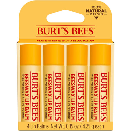 Burt's Bees Beeswax Lip Balm 4-Pack with peppermint flavour front view