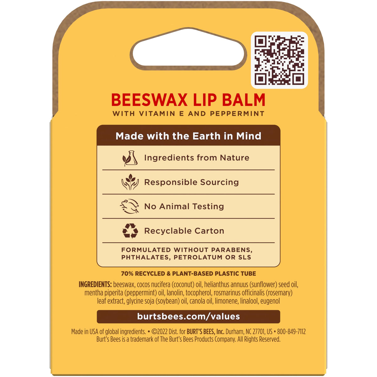 Burt's Bees Beeswax Lip Balm in a pocket for easy access