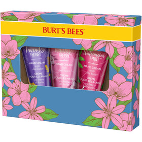 Burt's Bees Hand Cream Trio Gift Set on a table