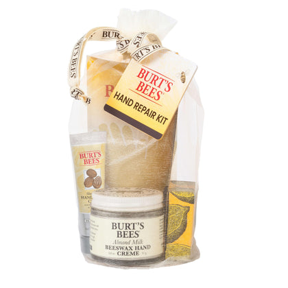 Burt's Bees Hand Repair Gift Set with Almond Milk Beeswax Hand Creme and Cotton Gloves