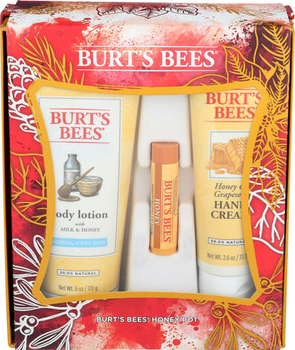 Burt's Bees Honey Pot Skin And Lip Gift Pack front view
