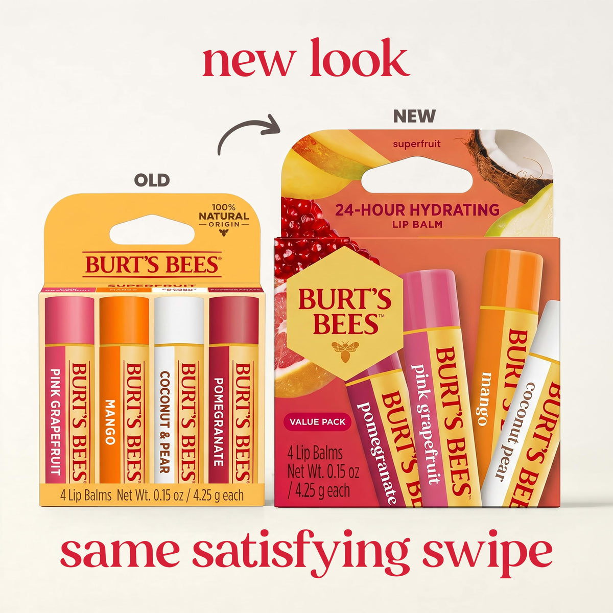 Burt's Bees Lip Balm in Pink Grapefruit flavour tube