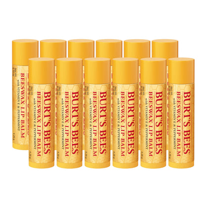 Burt's Bees Lip Balm Original Beeswax 12 tubes packaging front view