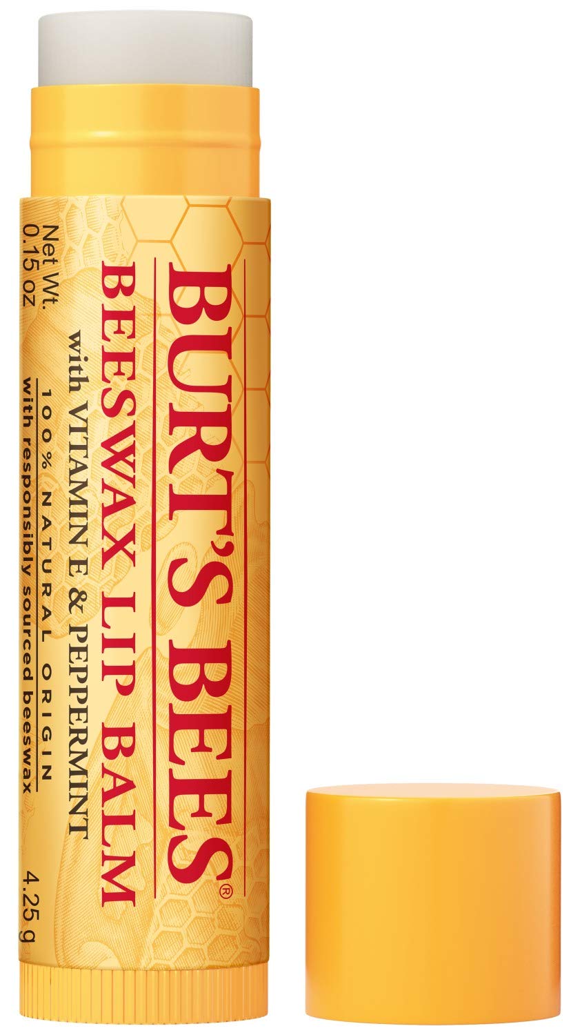 Burt's Bees lip balm tin with original Beeswax ingredients