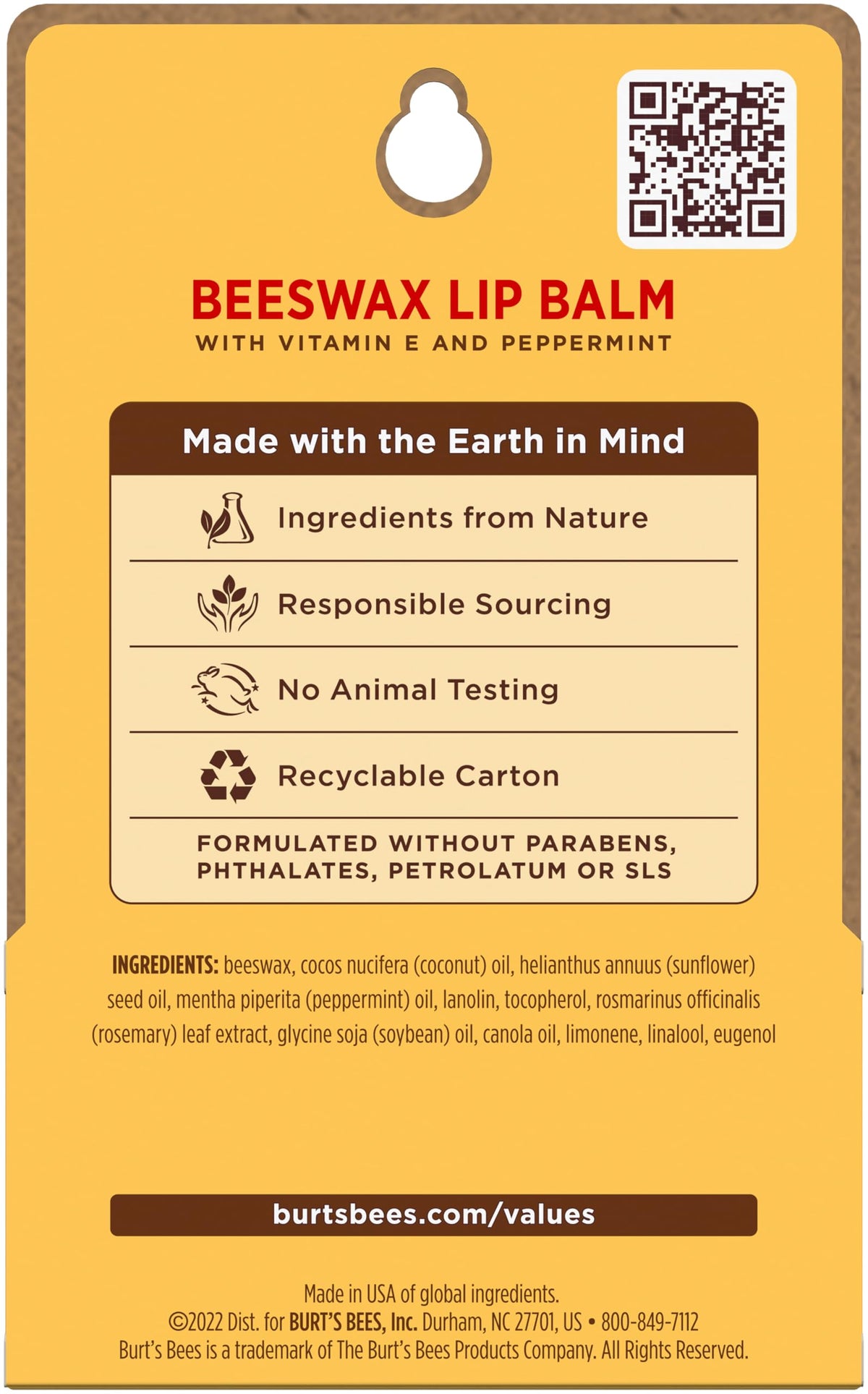 Burt's Bees Lip Balm with eco-friendly packaging