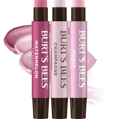 Burt's Bees Lip Shimmer Pink Collection front view of three tubes