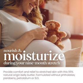 Burt's Bees Mama Belly Butter jar with texture close-up