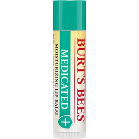 Burt's Bees Medicated Lip Balm on a wooden surface