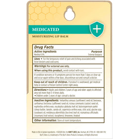 Burt's Bees Medicated Lip Balm packaging with natural ingredients