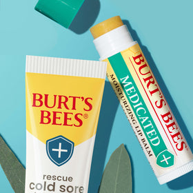 Burt's Bees Medicated Lip Balm tube showing eucalyptus oil ingredients