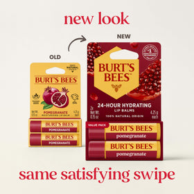 Burt's Bees Pomegranate Lip Balm packaging showing ingredients