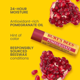 Burt's Bees Pomegranate Lip Balm tube close-up