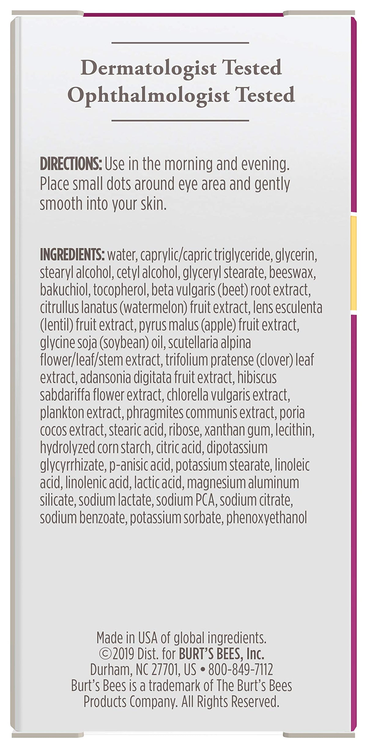 Burt's Bees Renewal Smoothing Eye Cream 50g application on skin