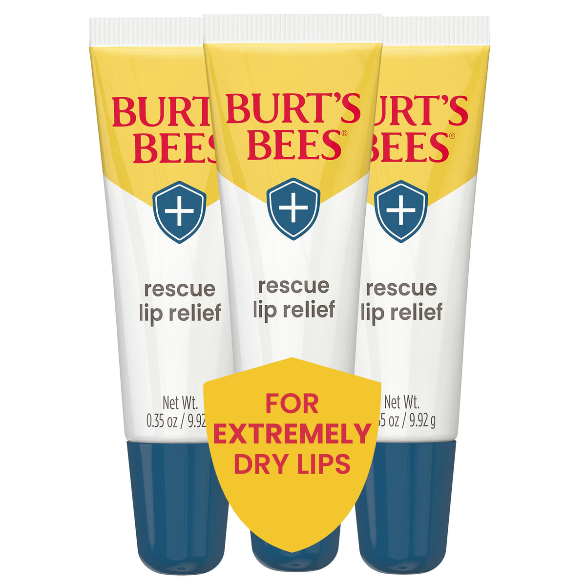 Burt's Bees Rescue Lip Relief Lip Balm 3-pack Honey Vanilla front view