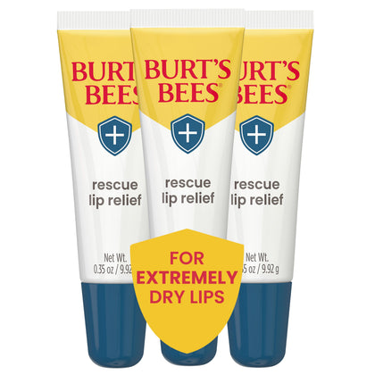 Burt's Bees Rescue Lip Relief Lip Balm 3-pack Honey Vanilla front view