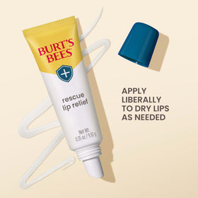 Burt's Bees Rescue Lip Relief Lip Balm application on lips