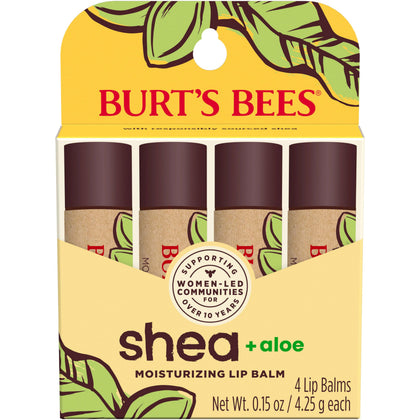 Burt's Bees Shea and Aloe Moisturizing Lip Balm pack of 4 tubes