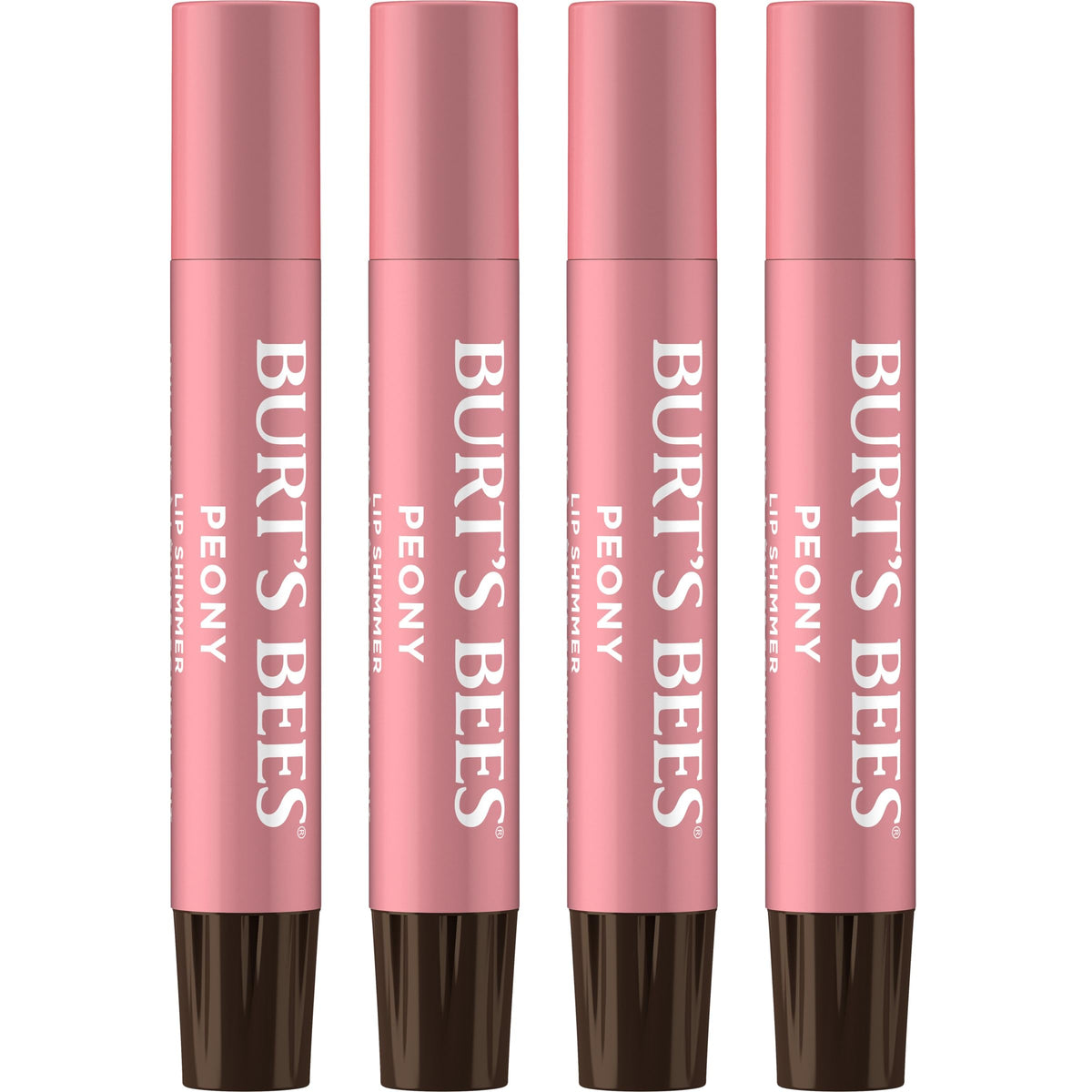 Burt's Bees Shimmer Lip Tint Set front view showing four tinted lip balms