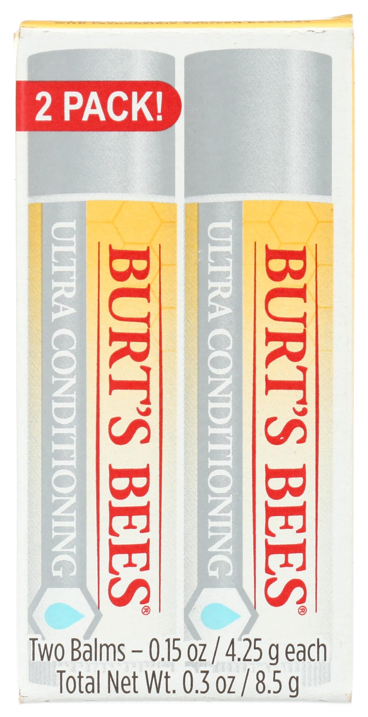 Burt's Bees Ultra Conditioning Lip Balm 2 pack front view