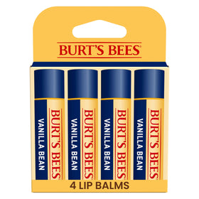 Burt's Bees Vanilla Bean Lip Balm front view of 4 tubes