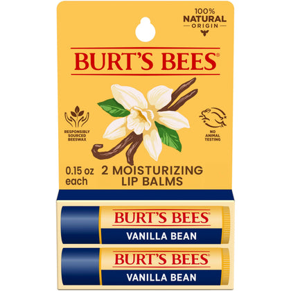 Burt's Bees Vanilla Bean Lip Balm tube front view