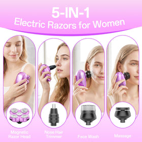 Burtily Women's Electric Razor showing the 5D shaving head