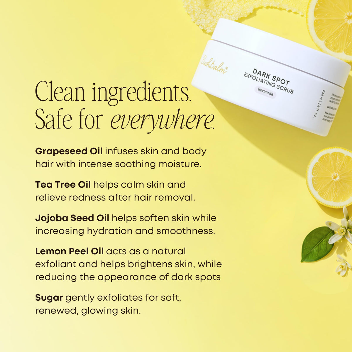 Bushbalm Bermuda Dark Spot Exfoliating Scrub in shower setting