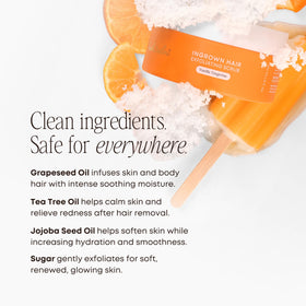 Bushbalm Ingrown Hair Exfoliating Body Scrub Vanilla Tangerine in a shower setting