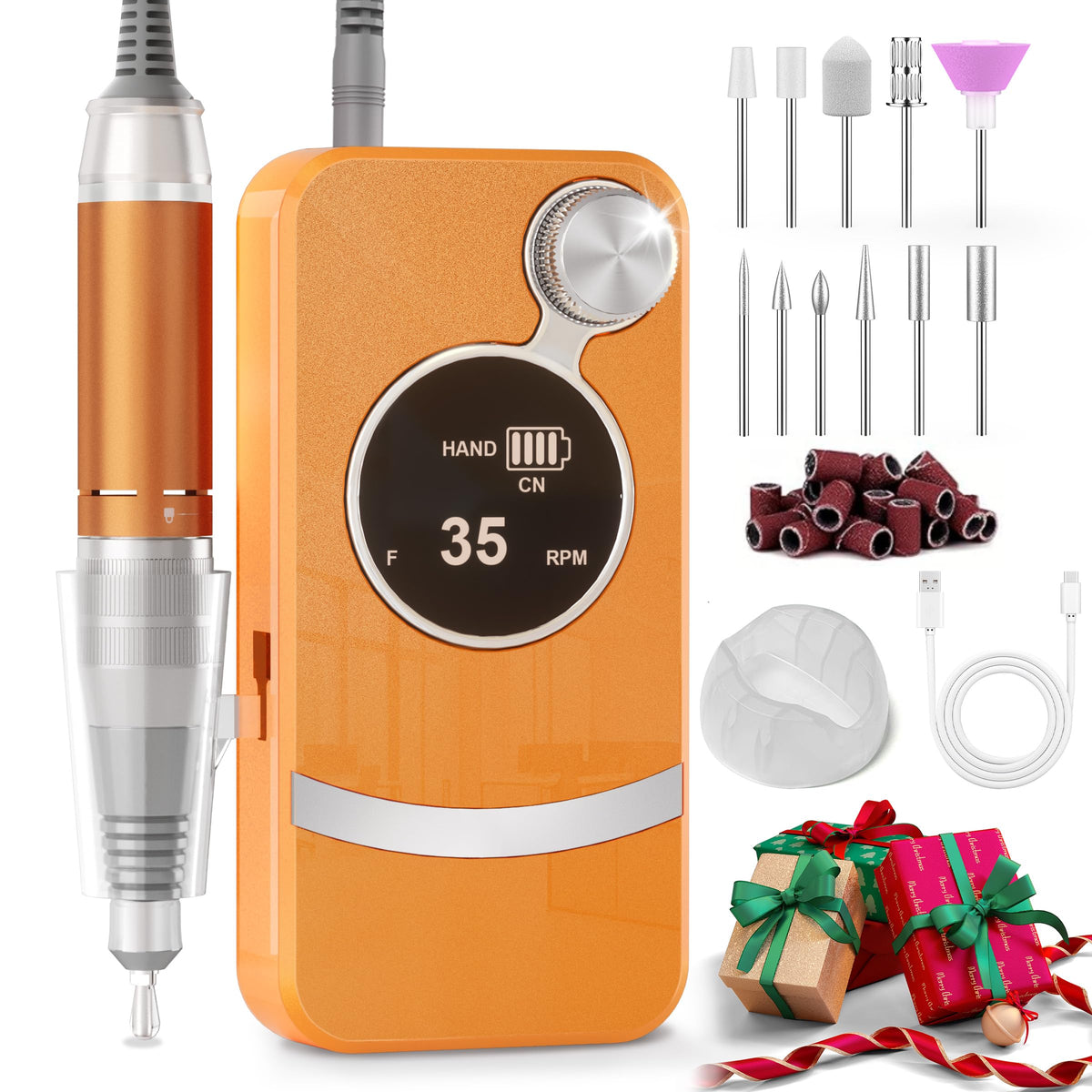 buways Electric Nail Drill portable kit in orange