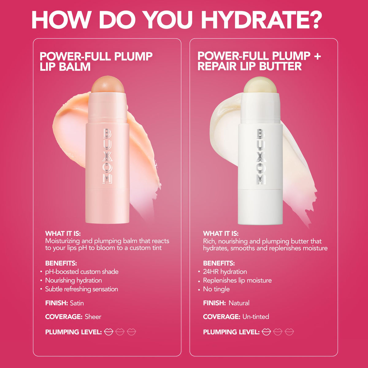 Buxom Power-Full Plumping Lip Balm Inner Glow texture on hand