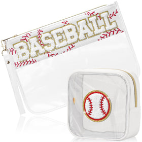 BuyCard Baseball Themed Cosmetic Makeup Bag Set front view