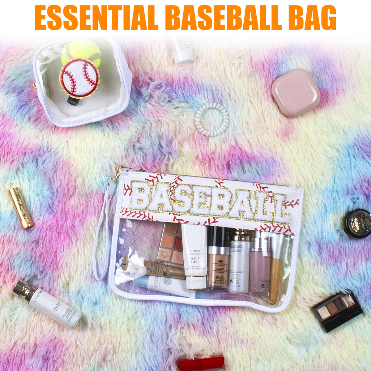 BuyCard Baseball Themed Cosmetic Makeup Bag Set lifestyle scene
