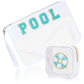 BuyCard Cosmetic Makeup Bag Set with chenille patches front view