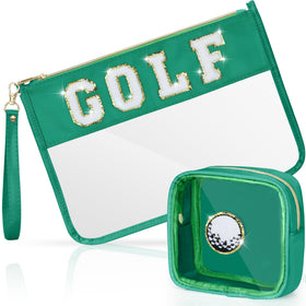BuyCard Golf Cosmetic Makeup Bag Set clear pouch front view