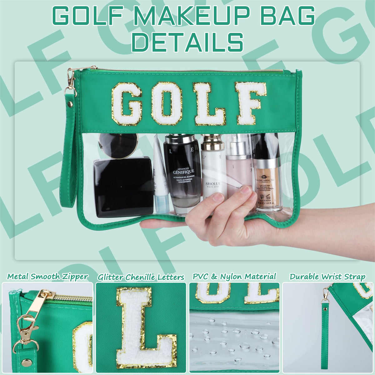 BuyCard Golf Cosmetic Makeup Bag Set with golf ball design