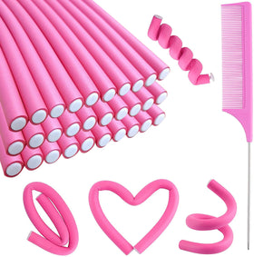 Buytta Flexi Rods Curlers Set 30PCS in pink with comb