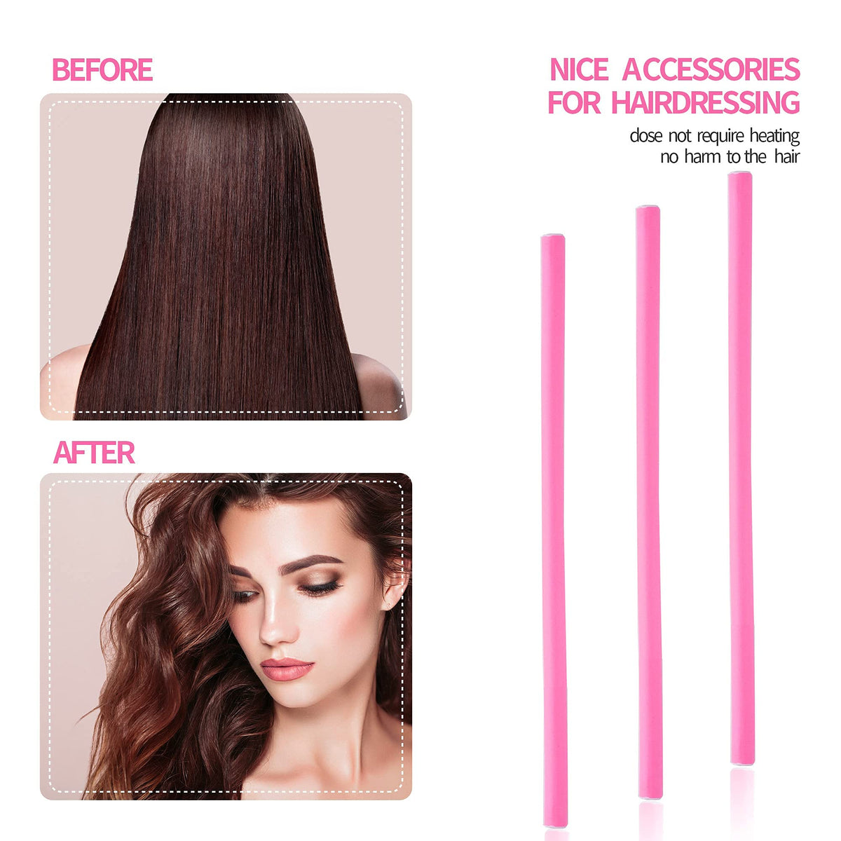 Buytta Flexi Rods Curlers Set displayed with a pink steel pintail comb