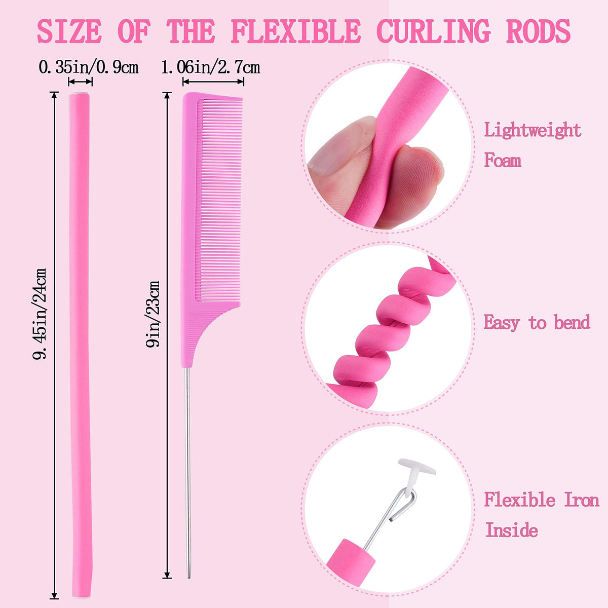 Buytta Flexi Rods Curlers showing various curl styles