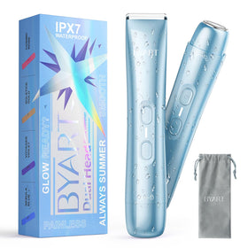 BYART Dual Head Bikini Trimmer front view with blue design